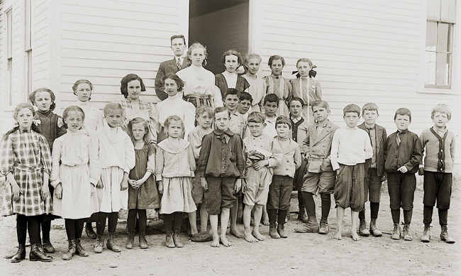 Old photo of school students.